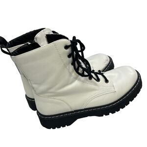 Sincerely Jules Womens Size 9 5 Harley White Leather Lace Up Boots